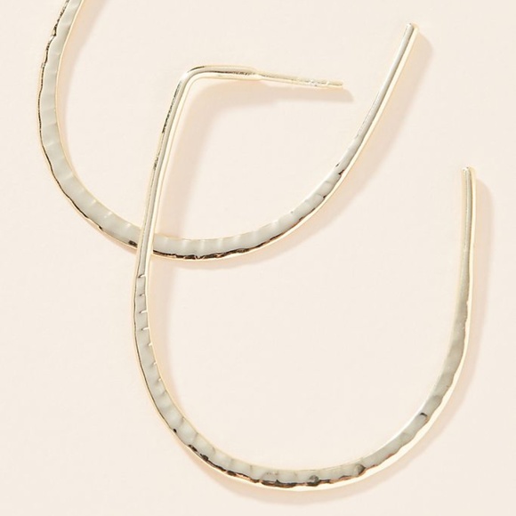 Anthropologie Jewelry - Anthropologie Macey Hammered Hoop EARRINGS Gold